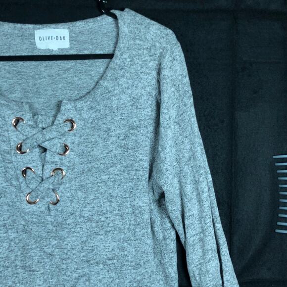 Olive & Oak Womens Sweater Gray Soft V Neck Pullover Long Sleeve XLarge - Picture 5 of 12